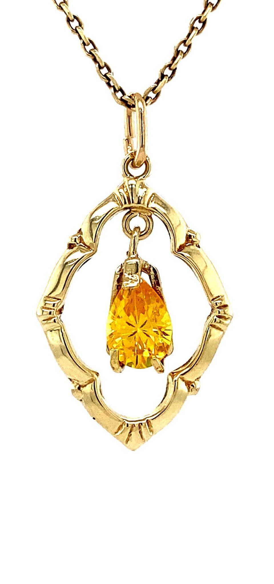 Vintage 14K Gold Pendant with Cubic Zirconia